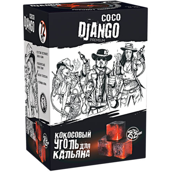 Уголь Coco Django 25мм для кальяна - 1кг (72 шт) в Норильске