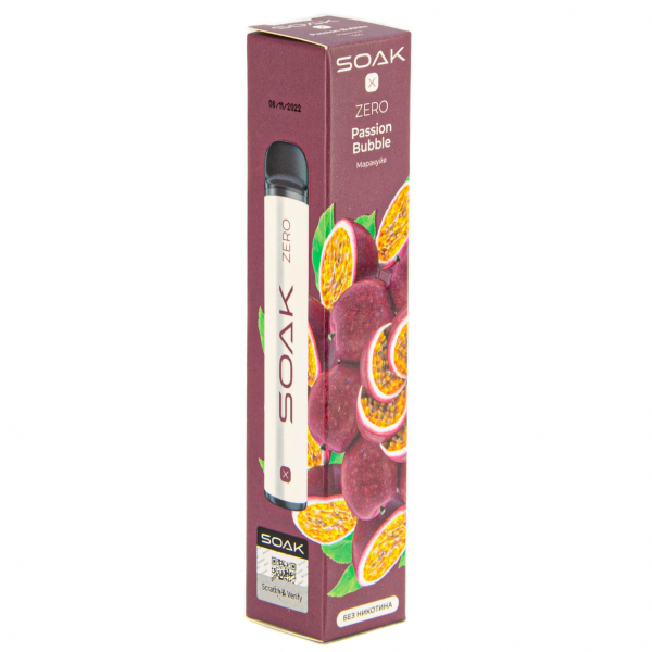 SOAK X ZERO Passion bubble 1500 затяжек (без никотина) в Норильске