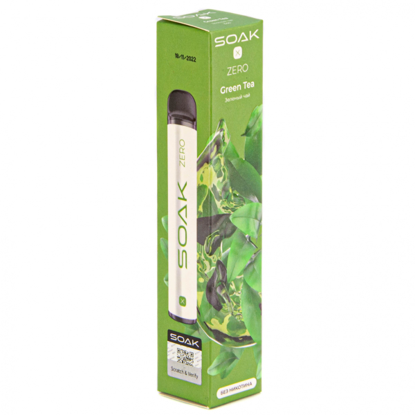 SOAK X ZERO Green tea 1500 затяжек (без никотина) в Норильске