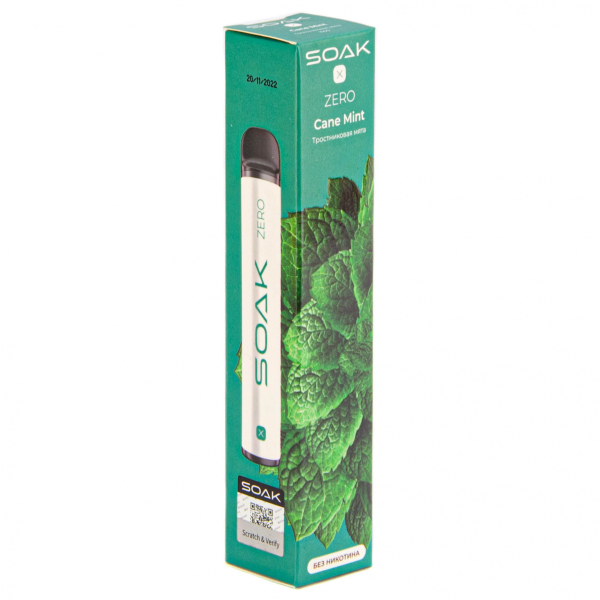 SOAK X ZERO Cane mint 1500 затяжек (без никотина) в Норильске