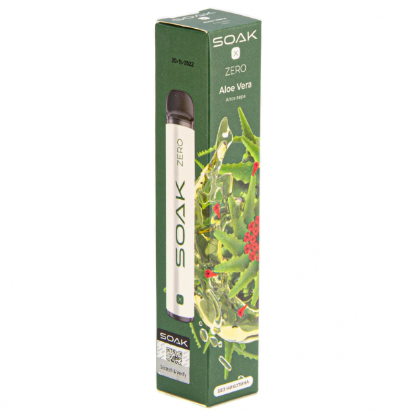 SOAK X ZERO Aloe vera 1500 затяжек (без никотина) в Норильске
