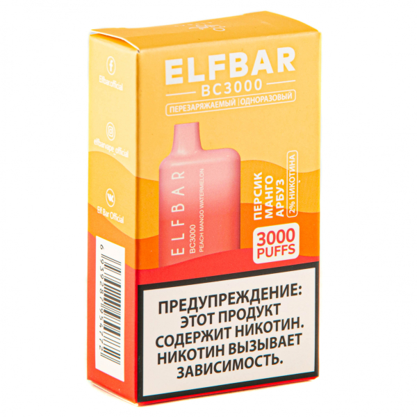 ELF BAR Peach Mango Watermelon (3000 затяжек) 20 мг в Норильске
