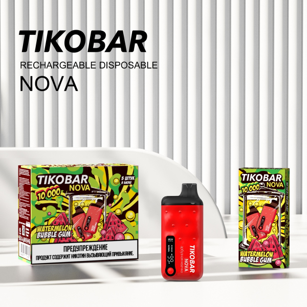 Электронка Tikobar Nova Арбузная Жвачка 10000 Затяжек в Норильске