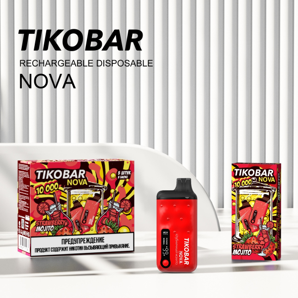 Электронка Tikobar Nova Клубничный Мохито 10000 Затяжек в Норильске