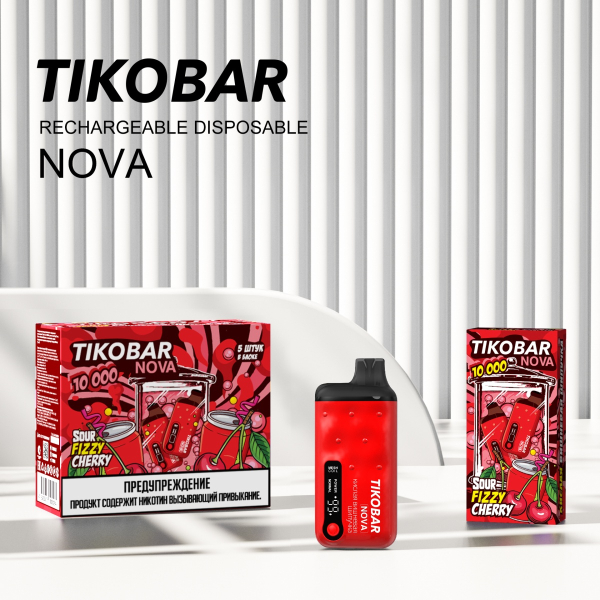 Электронка Tikobar Nova Кислая Вишневая Шипучка 10000 Затяжек в Норильске
