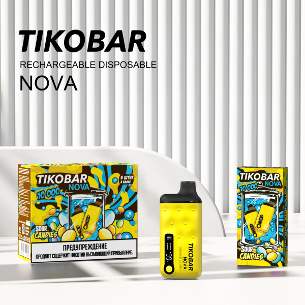 Электронка Tikobar Nova Кислые Конфеты 10000 Затяжек в Норильске