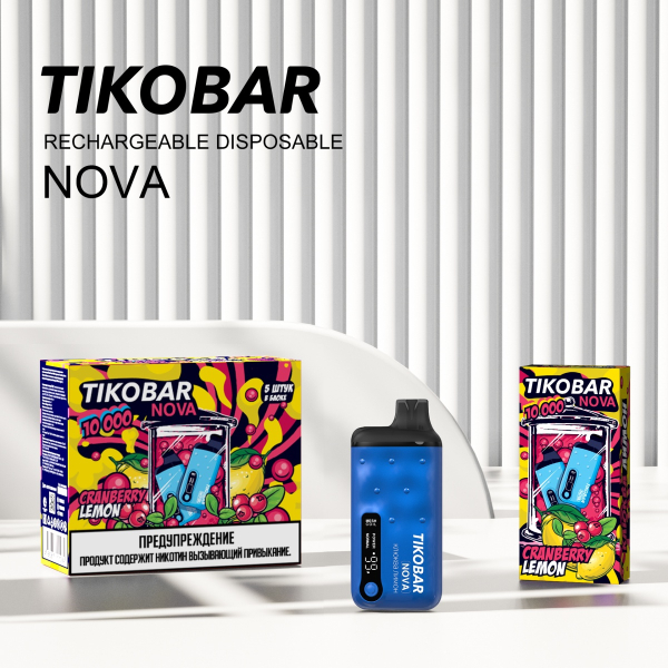 Электронка Tikobar Nova Клюква Лимон 10000 Затяжек в Норильске