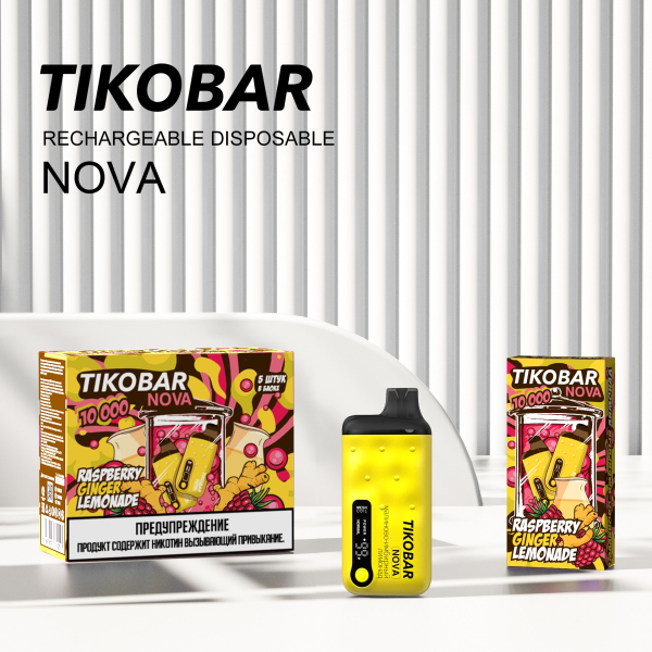 Электронка Tikobar Nova Малиново-Имбирный Лимонад 10000 Затяжек в Норильске