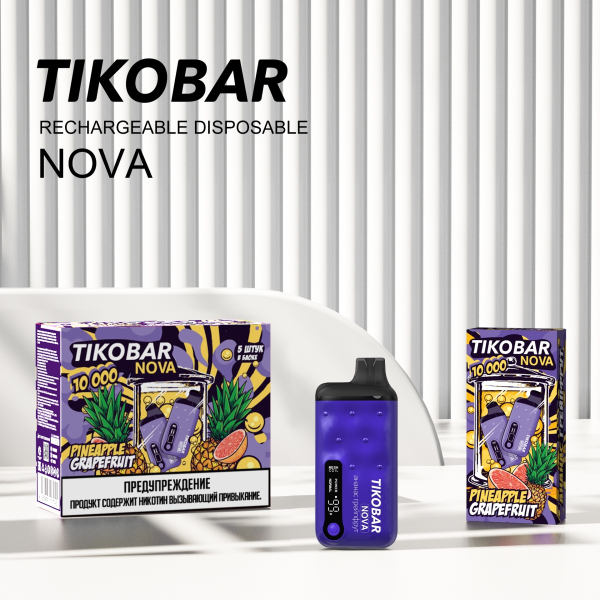 Электронка Tikobar Nova Ананас Грейпфрут 10000 Затяжек в Норильске