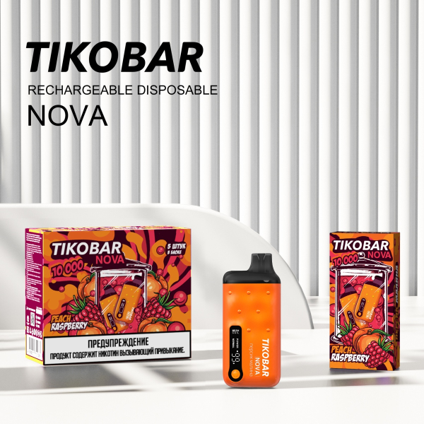 Электронка Tikobar Nova Персик Малина 10000 Затяжек в Норильске