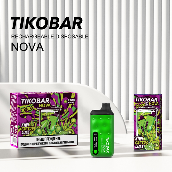 Электронка Tikobar Nova Киви Кактус Лайм 10000 Затяжек в Норильске