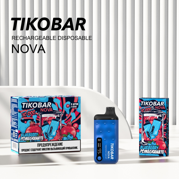 Электронка Tikobar Nova Черника Гранат 10000 Затяжек в Норильске