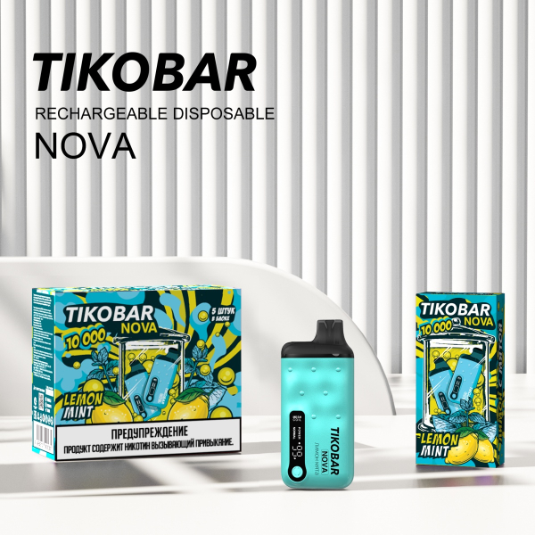 Электронка Tikobar Nova Лимон Мята 10000 Затяжек в Норильске