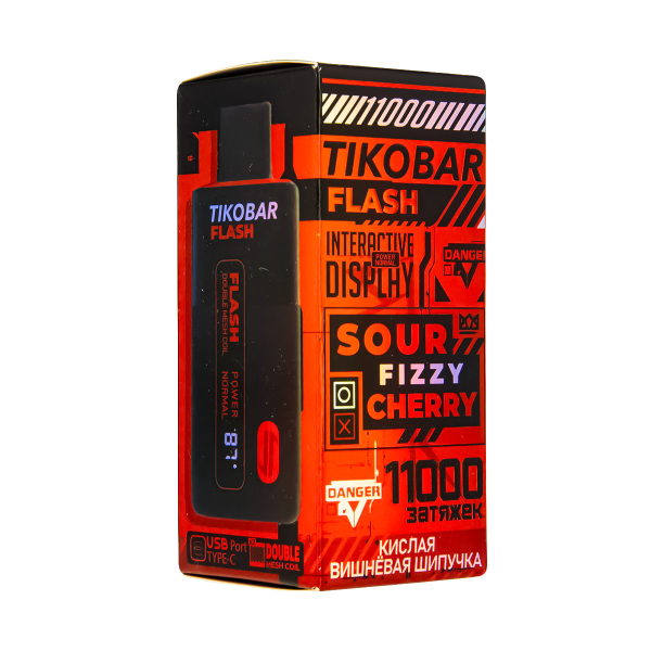Электронка Tikobar Flash Кислая Вишнёвая Шипучка 11000 Затяжек в Норильске