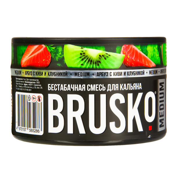 Бестабачная смесь Brusko Medium Арбуз С Киви И Клубникой 250 грамм в Норильске