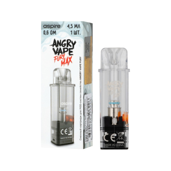 Картридж Angry Vape Fury Max Белый 45 мл 0.6 Ом ( 1 шт.) в Норильске
