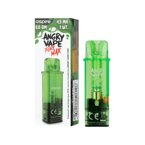 Картридж Angry Vape Fury Max Зелёный 45 мл 0.6 Ом ( 1 шт.) в Норильске